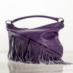 geanta fringe, mov asimetric, geanta moderna, geanta statement, geanta chic, Geanta Fringe Mov Asimetrică