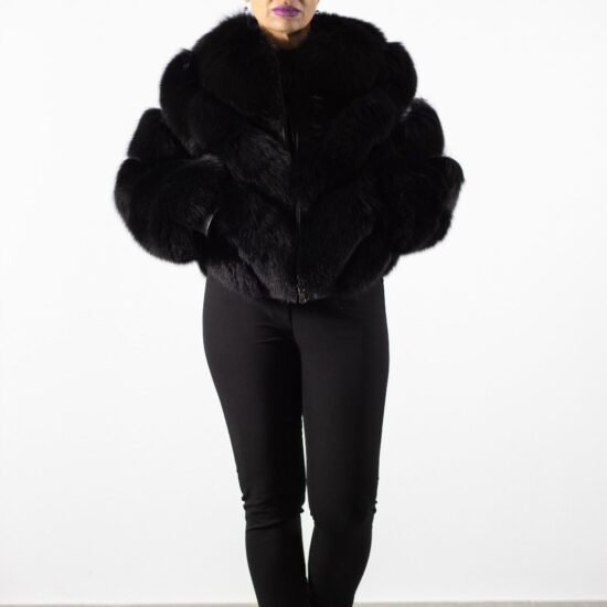 jacheta neagra, blana naturala, jacheta eleganta, jacheta iarna, jacheta premium, Jachetă de Blană Naturală Neagră - Eleganță atemporală
