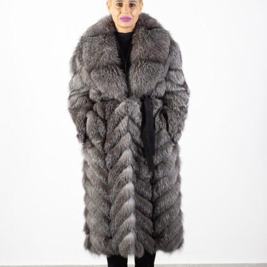 mantou lux, arctic silver, blana naturala, mantou premium, haina eleganta, Mantou de Lux din Blană Naturală Arctic Silver