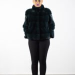 geaca vizon, verde smarald, geaca lux, geaca premium, geaca iarna, Geacă din Blană de Vizon Verde Smarald