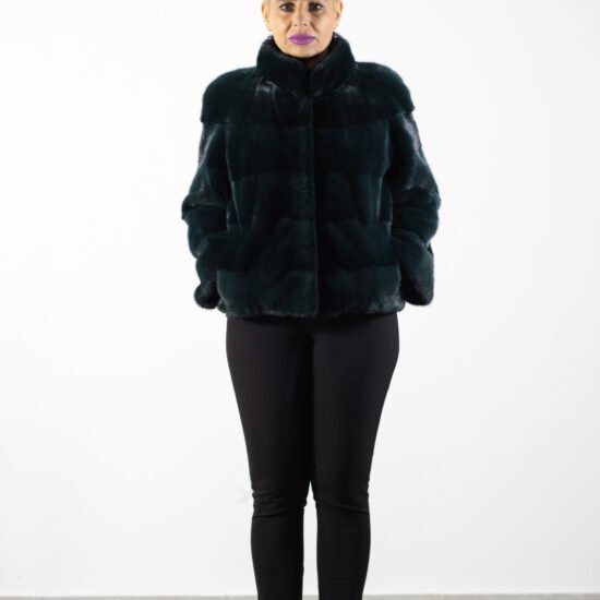 geaca vizon, verde smarald, geaca lux, geaca premium, geaca iarna, Geacă din Blană de Vizon Verde Smarald