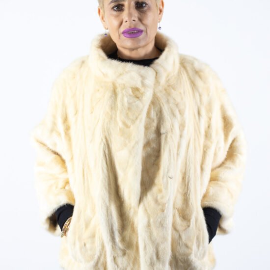 jacheta vizon, cream glow, jacheta premium, blana vizon, iarna, Jachetă din Blană de Vizon Cream Glow