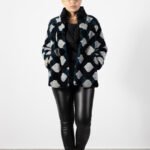 cojoc statement, blana miel, design geometric, cojoc modern, cojoc iarna, Cojoc Statement Din Blană Naturală De Miel- Design Geometric