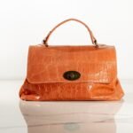 Terracotta Luxe - Geantă Piele Naturală cu Textură de Crocodil