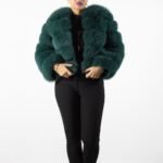 jacheta verde, blana naturala, verde imperial, jacheta eleganta, jacheta iarna, Jachetă Verde Imperial din Blană Naturală- Eleganță Vibrantă