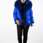 geaca blue, guler blana, geaca eleganta, geaca iarna, geaca premium, Geacă Blue Radiance cu Guler din Blană Naturală