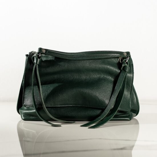 geanta de umar, piele verde, geanta naturala, geanta moderna, geanta casual, Geantă de Umăr din Piele Naturală Verde