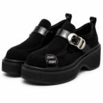 Pantofi negri cu platformă și accesorii metalice