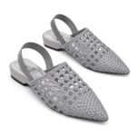 Sandale Slingback Împletite cu Vârf Ascuțit