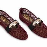 Mocasini Tip Plasă cu Accesoriu Auriu și Imprimeu Leopard