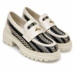 Mocasini din Piele și Material Împletit cu Talpă Track