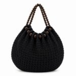 Geantă shopper tricotată cu mânere din mărgele