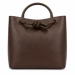 Geantă shopper structurată cu detaliu împletit – maro ciocolatiu