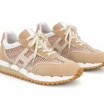 Adidași Casual Bej cu Inserții din Plasă și Piele Întoarsă