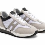 Adidași Casual Gri-Sideral cu Plasă Albă și Piele Întoarsă