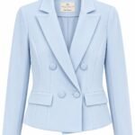 Sacou Double-Breasted Albastru-Pudrat Rinascimento Elite Collection cu Nasturi Îmbrăcați
