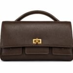 Geantă Structurată Tip Top-Handle / Utility-Flap cu Buzunare Frontale Triple și Feronerie Auriu (Paletă Trinitară: Negru-Abanos, Burgund, Brun-Pământiu)