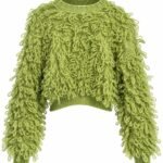 Pulover Arhitectural Texturat cu Bucle 3D (Loop-Knit) în Nuanță Verde Lime / Oliv