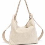 Geantă Hobo Arhitecturală din Piele Întoarsă / Suede cu Barete Duble și Noduri Laterale în Nuanță Bej Nisip / Warm Sand