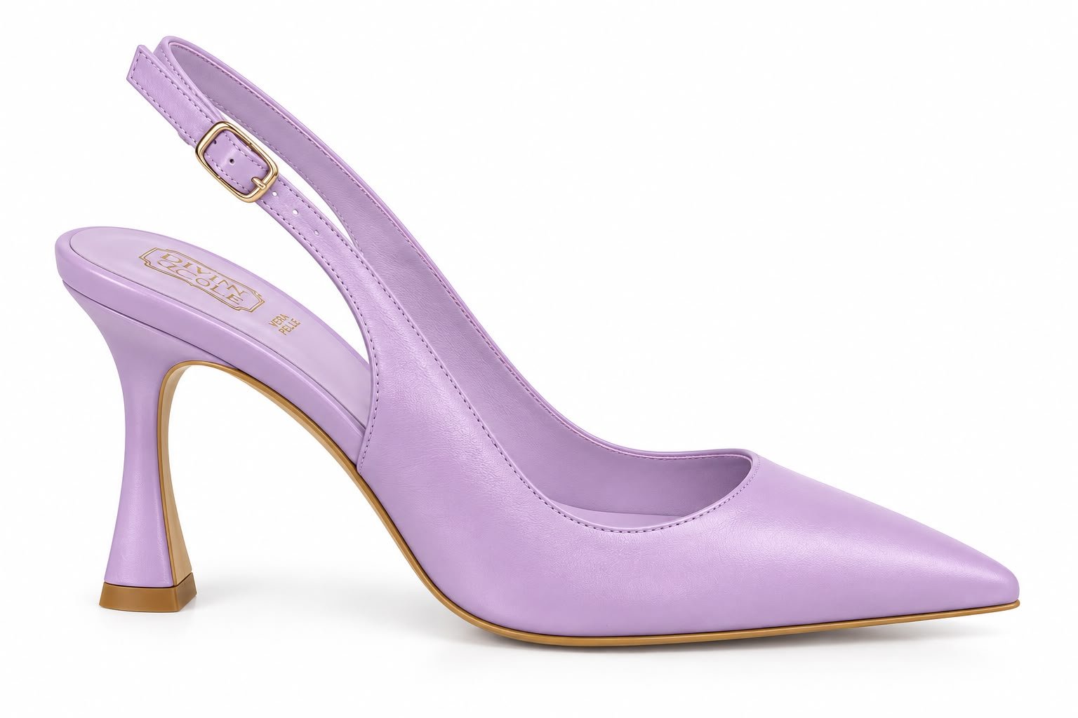 WhatsApp Image 2026-09-18 at 02.36.16 Pantofi Stiletto Arhitecturali slingback din Piele cu Toc Evazat Sculptural în Nuanță Lilac / Mov Pastel - imagine 1