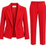 Costum Arhitectural din Două Piese cu Sacou Tailored Structurat și Pantaloni Conici în Nuanță Roșu Intens