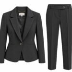 Costum Arhitectural din Două Piese cu Sacou Tailored cu Un Nasture și Pantaloni Conici în Nuanță Gri Antracit / Grafit