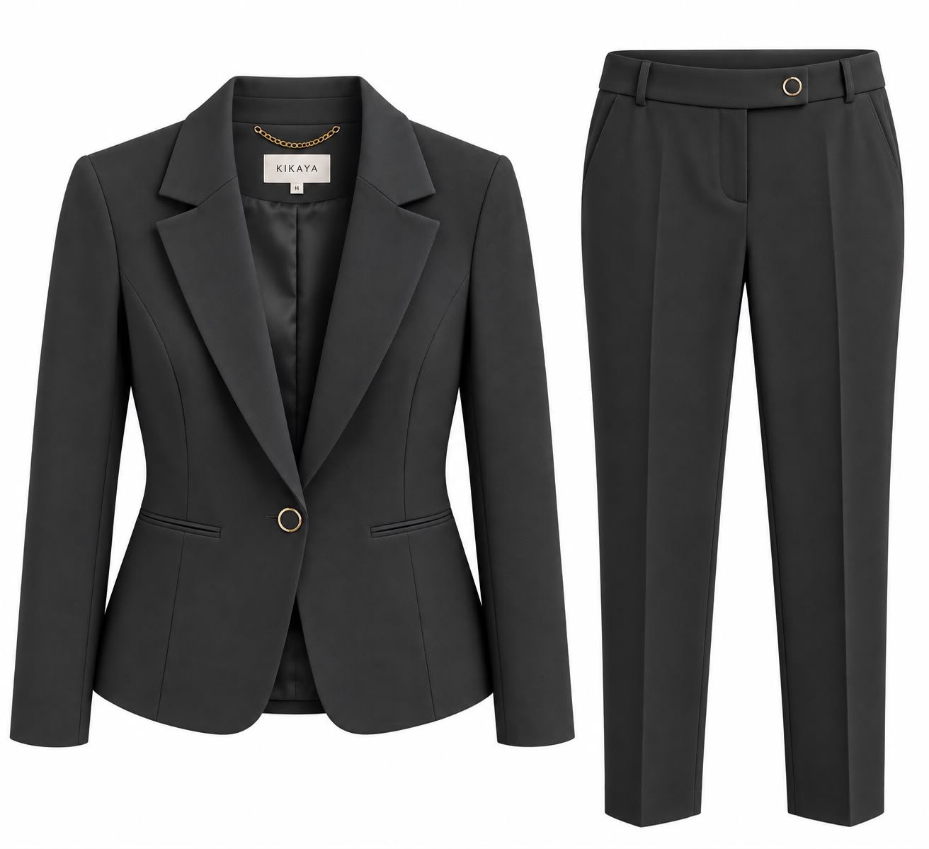WhatsApp Image 2026-09-22 at 09.25.35 Costum Arhitectural din Două Piese cu Sacou Tailored cu Un Nasture și Pantaloni Conici în Nuanță Gri Antracit / Grafit - imagine 1